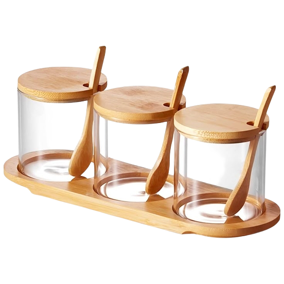 Bamboo and Glass Canister Set