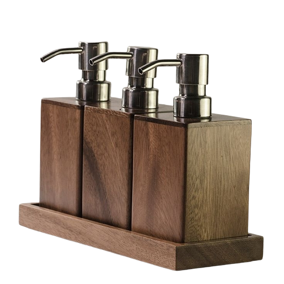 Wooden Multi-Pump Dispenser Set