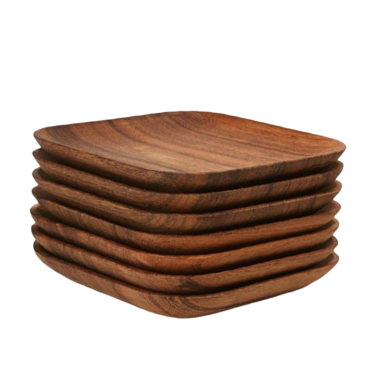 Stacked Wooden Square Plates/Coasters
